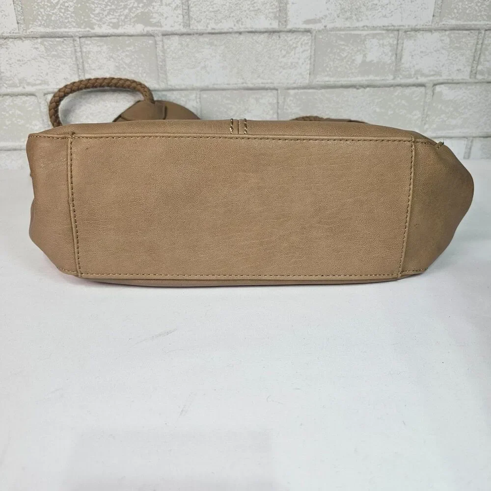 Antik Kraft Taupe Braided Strap Hobo Shoulder Bag Boho Slouchy Large Tote